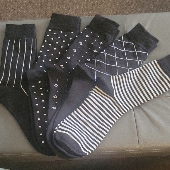 Other - Black and White Patterned Men's Socks 5 Pack
